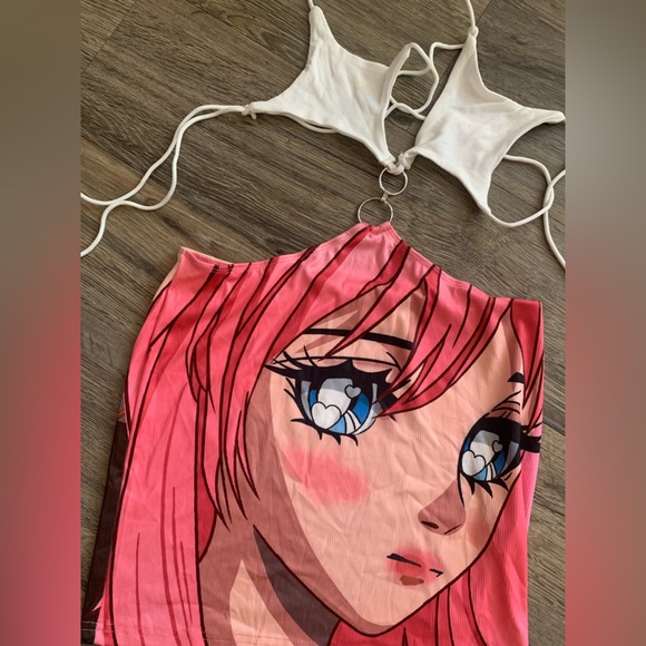 Pink Y2K Anime Cut Out Bodycon Dress - Picture 8 of 11